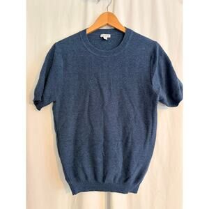 Sunspel 100% Knit Crewneck Men's Short Navy Blue Sweater